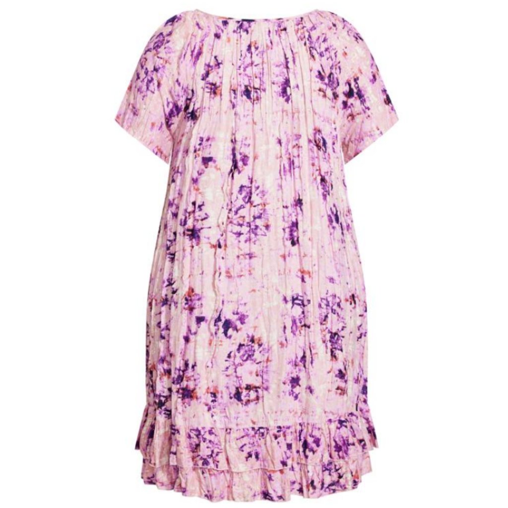 Nwt City Chic Evans Pink Tie Dye Hi Low Crinkle Crush Tunic Dress 18 — image 5 of 8